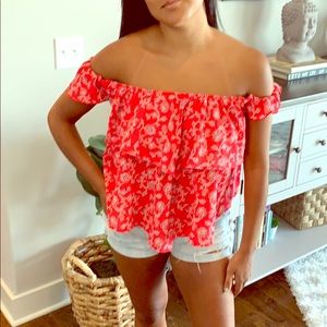 Off Shoulder Floral Blouse
